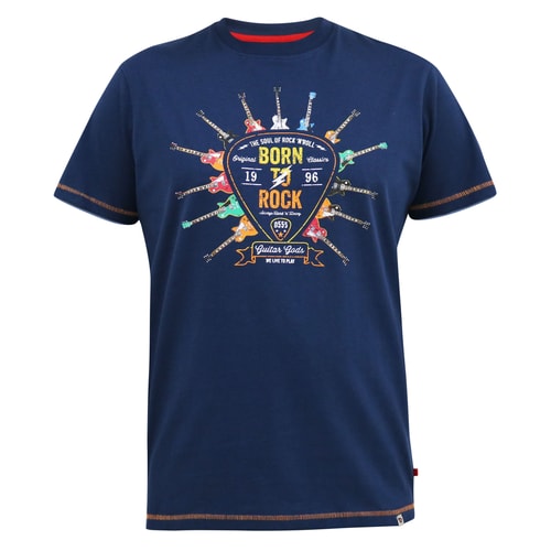 D555 Colin Born To Rock Printed Crew Neck T-Shirt French Navy